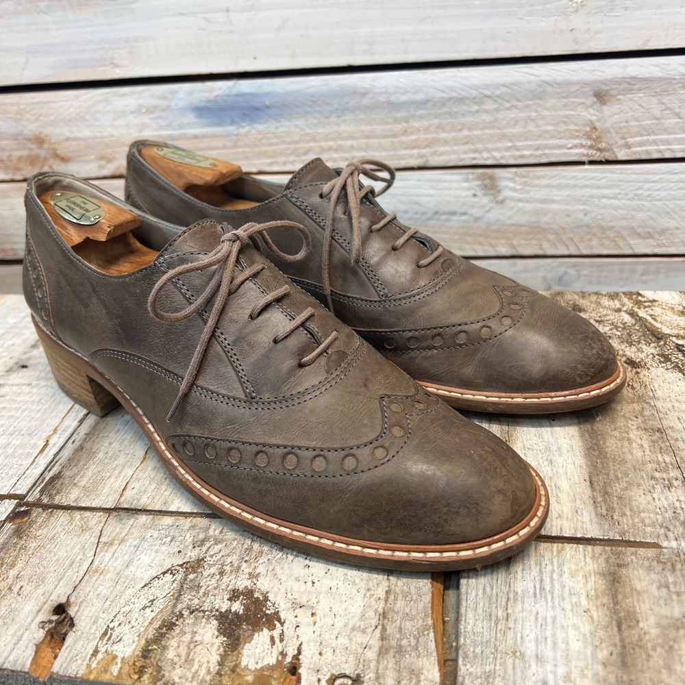 Paul Green Courtney Stone Brown Leather Oxford Brogue Claremont Wingtip 9.5